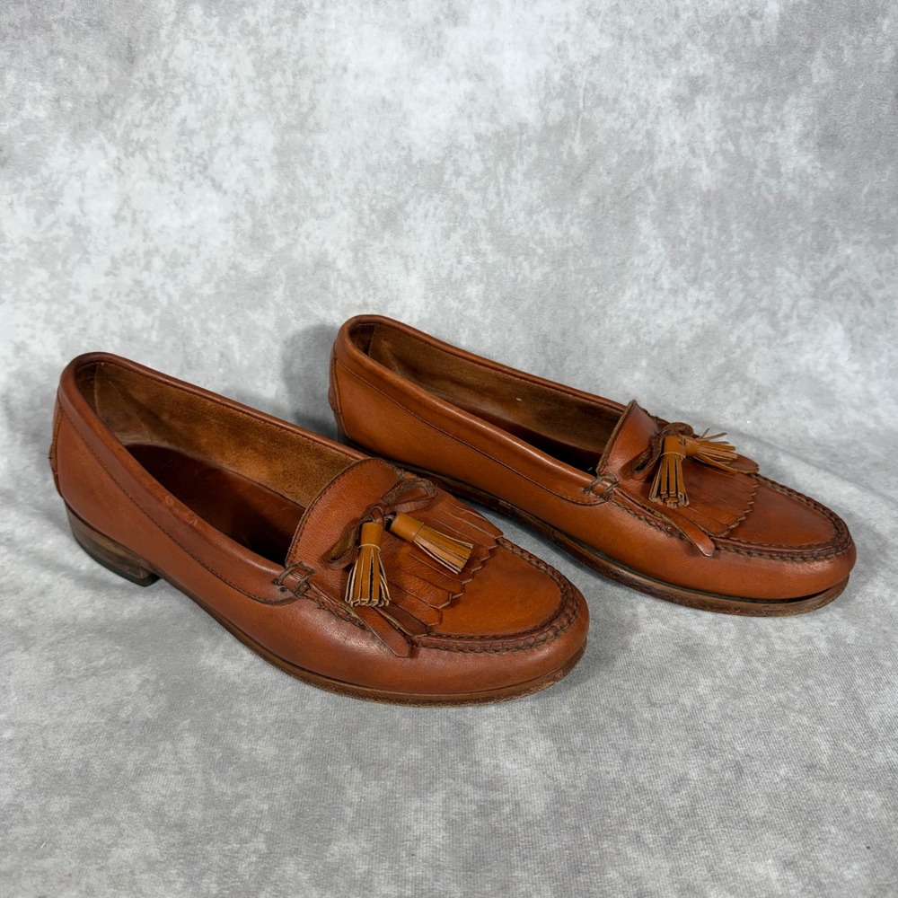 Vtg Polo Ralph Lauren Leather Tassel Fringe Kiltie Loafers Shoes Mens 11 Brown